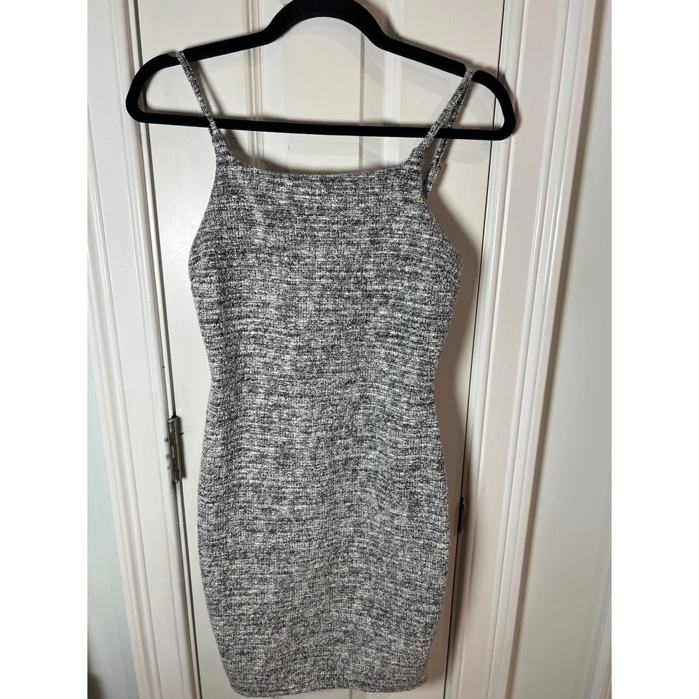 Almost Famous Womens Black White Marled Knit Bodycon Mini Dress Size M P211355